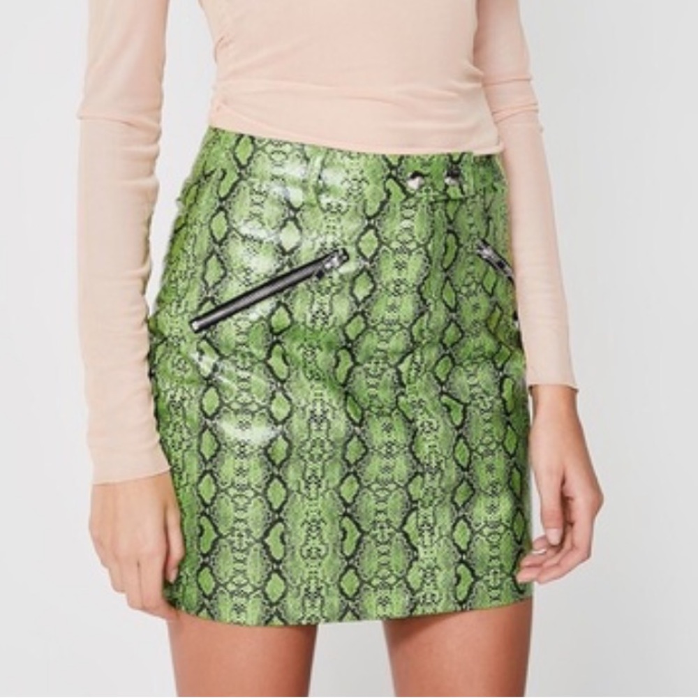 I AM GIA Green Snake Skin Skirt